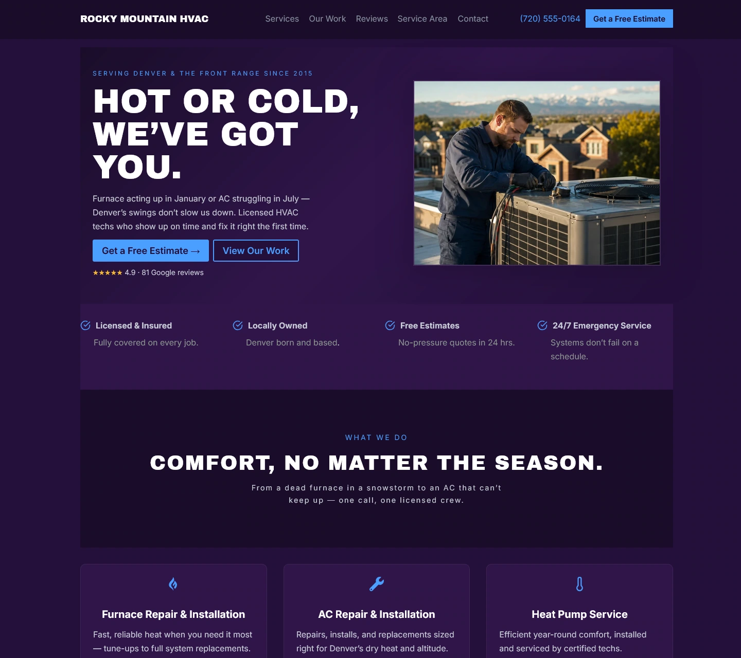 Rocky Mountain HVAC demo site preview